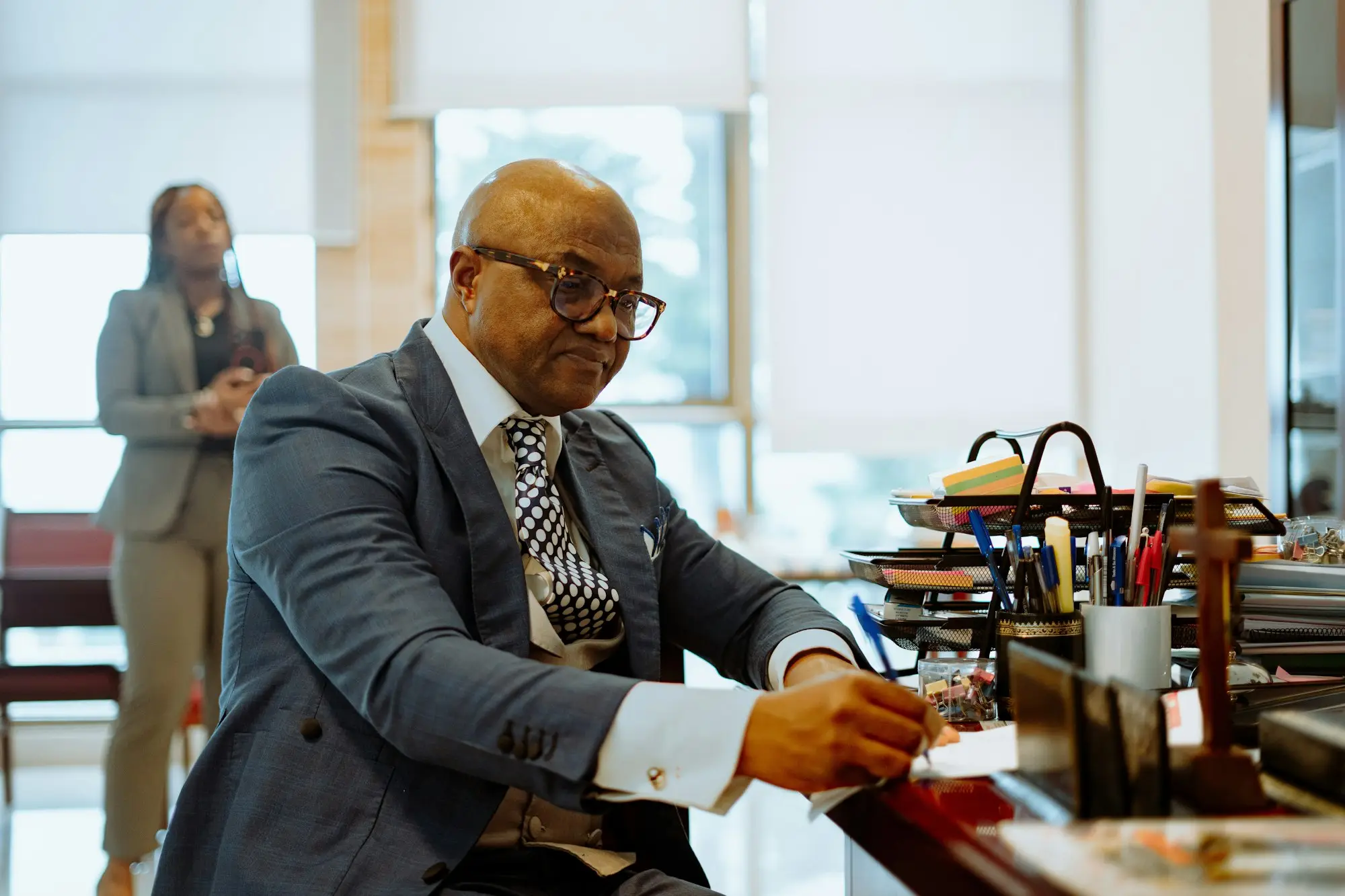 Business owner meeting his accountant in the office